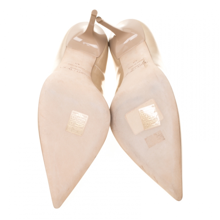 Pre Owned Jimmy Choo Beige Patent Leather Abel Pointed Toe Pumps Size 41