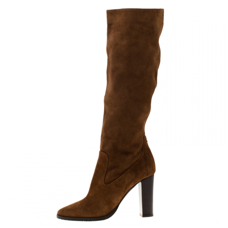 Jimmy Choo Brown Tan Suede Knee shops High Boots