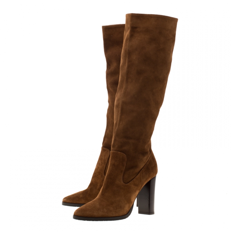 Pre Owned Jimmy Choo Brown Suede Honor Knee Length Boots Size 39