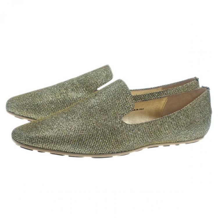 gold lame slippers