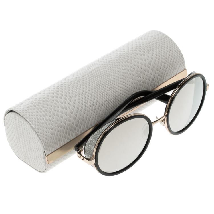 Pre Owned Jimmy Choo Black/Gold Mirror J7QM3 Andie Round Sunglasses 