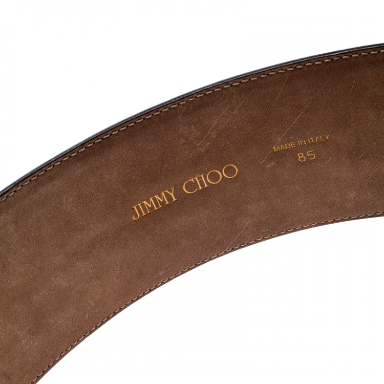 Pre Owned Jimmy Choo Pink Croc Embossed Leather Waist Belt 85CM