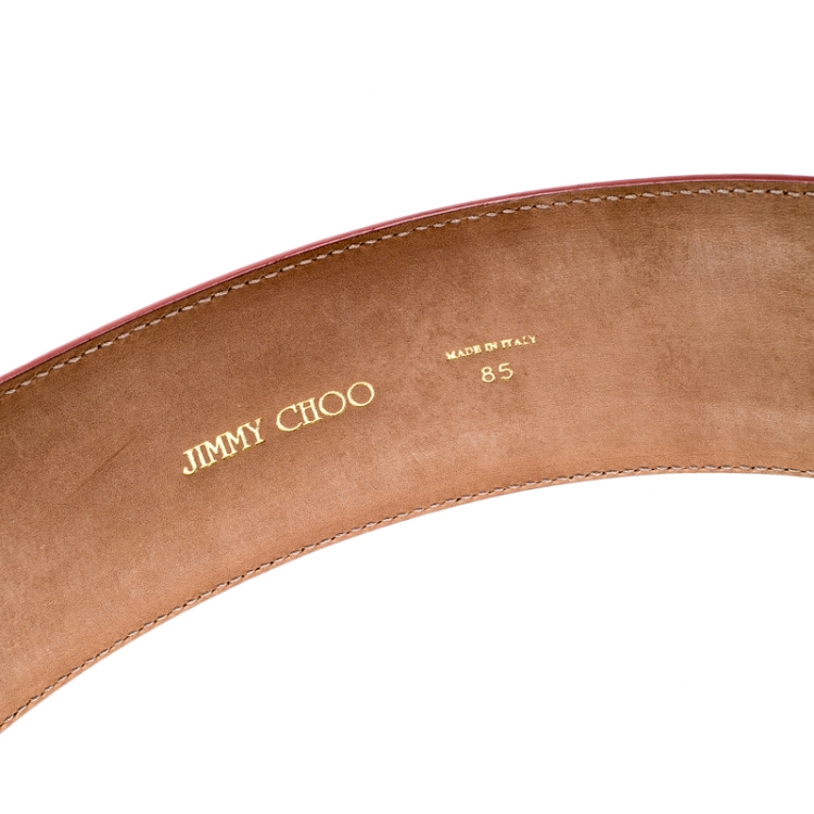 Pre Owned Jimmy Choo Coral Leather Waist Belt 85CM