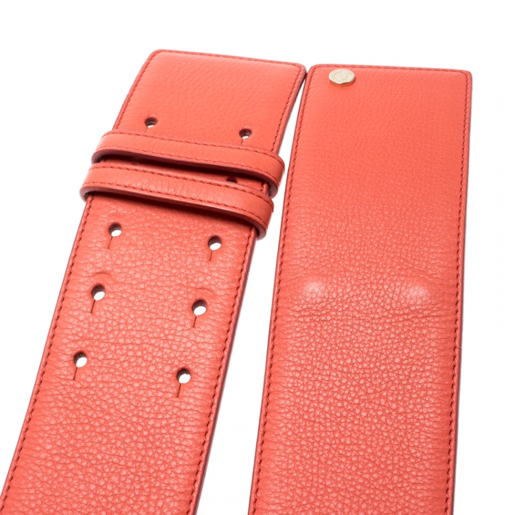 Pre Owned Jimmy Choo Coral Leather Waist Belt 85CM