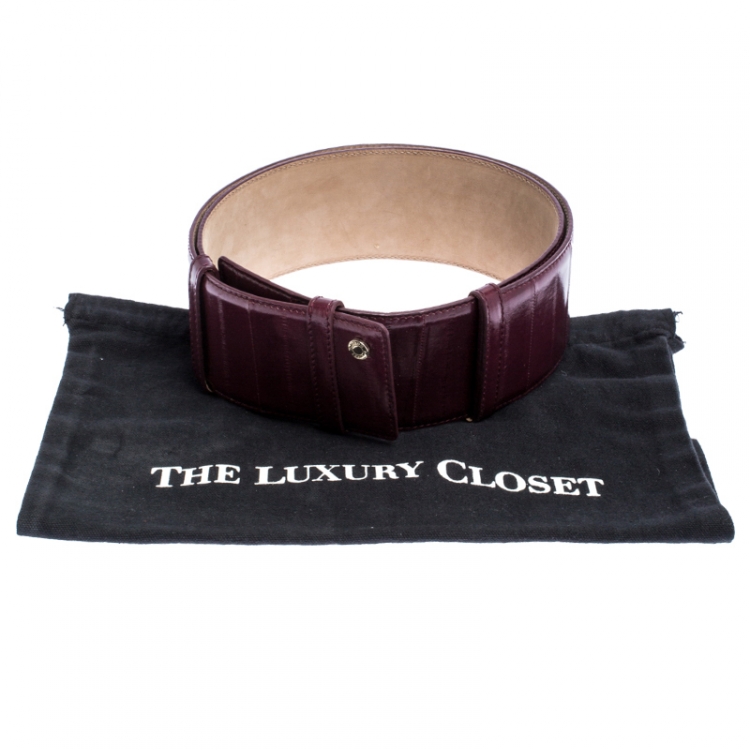 Pre Owned Jimmy Choo Purple Leather BLY Waist Belt 103CM