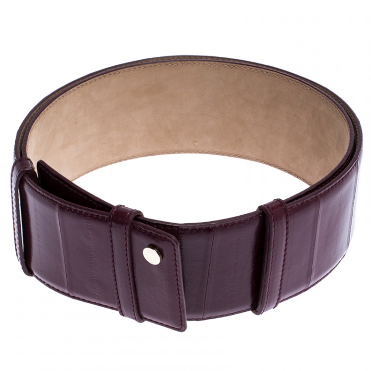 Pre Owned Jimmy Choo Purple Leather BLY Waist Belt 103CM