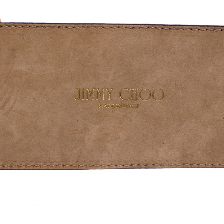 Pre Owned Jimmy Choo Purple Leather BLY Waist Belt 103CM