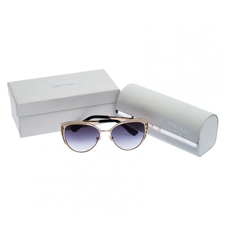 Pre Owned Jimmy Choo Leather Embossed/ Grey Gradient DOMI/S Cat Eye Sunglasses 