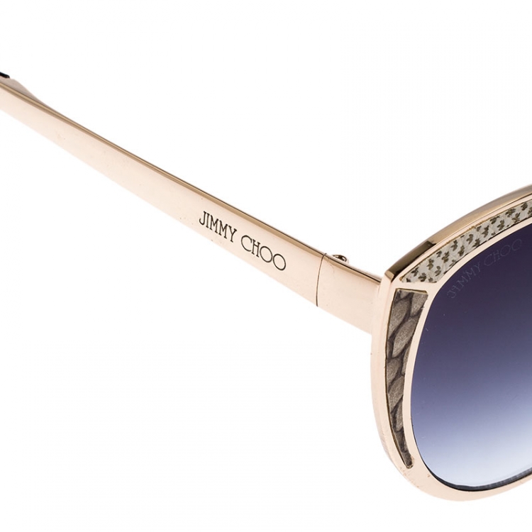 Pre Owned Jimmy Choo Leather Embossed/ Grey Gradient DOMI/S Cat Eye Sunglasses 