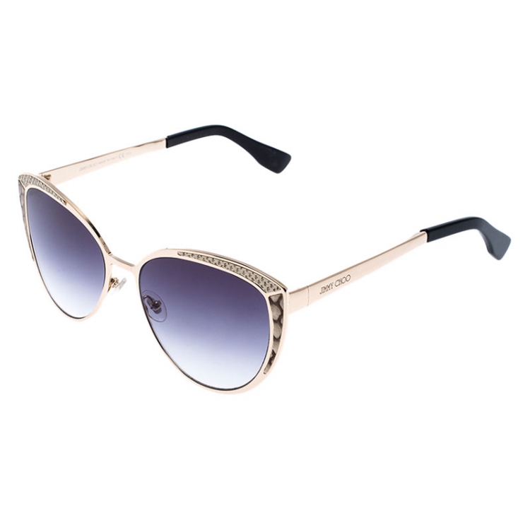 Pre Owned Jimmy Choo Leather Embossed/ Grey Gradient DOMI/S Cat Eye Sunglasses 
