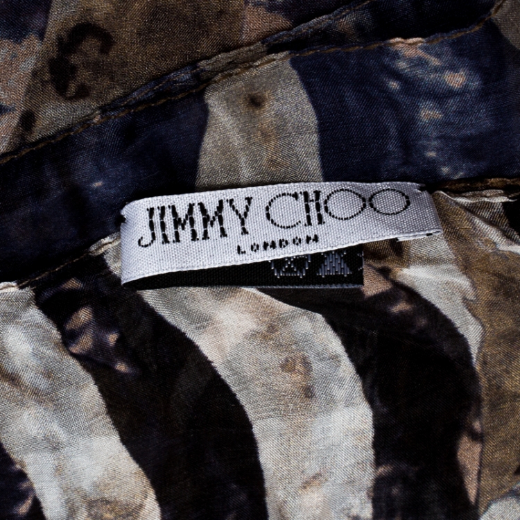 Pre Owned Jimmy Choo Muticolor Snakeskin Printed Silk Scarf