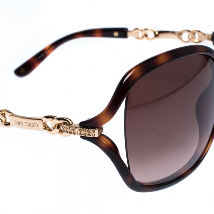 مملوكة مسبقًا Jimmy Choo Brown Tortoise Gradient Oversize Sunglasses