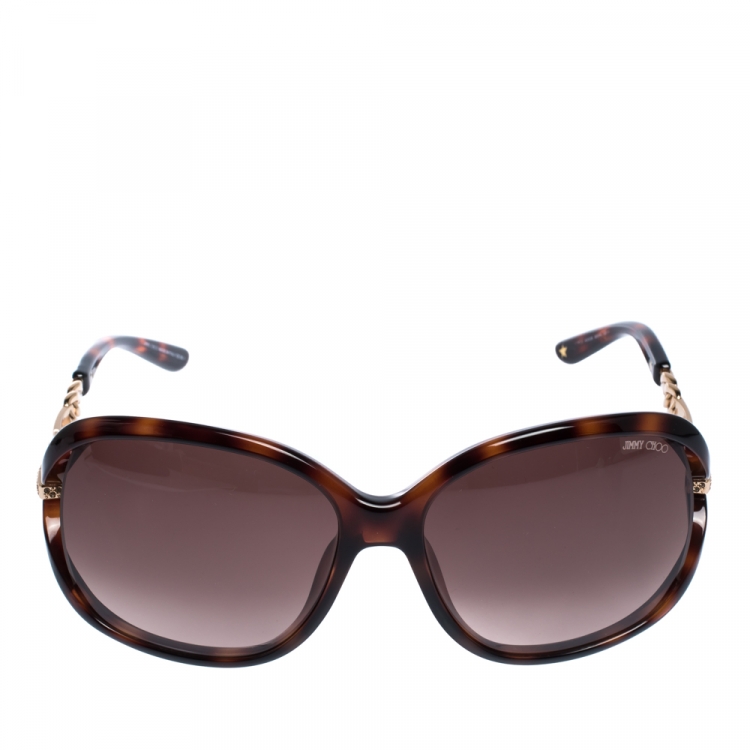 مملوكة مسبقًا Jimmy Choo Brown Tortoise Gradient Oversize Sunglasses