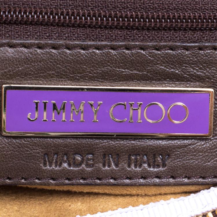 Pre Owned Jimmy Choo Beige/Brown Lizard and Python Carolina Shoulder Bag