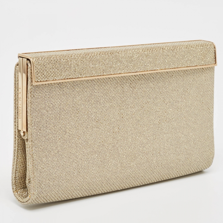 Pre Owned Jimmy Choo Gold/Silver Lurex Fabric Cayla Clutch