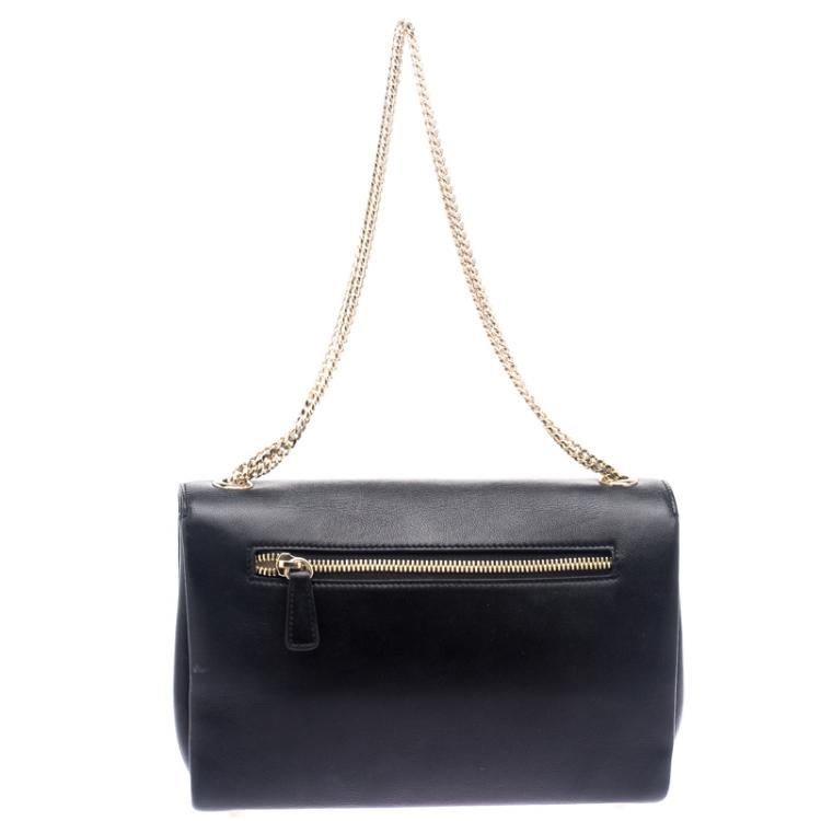 Pre Owned Jimmy Choo Black Leather and Snakeskin Trim Alba Shoulder Bag