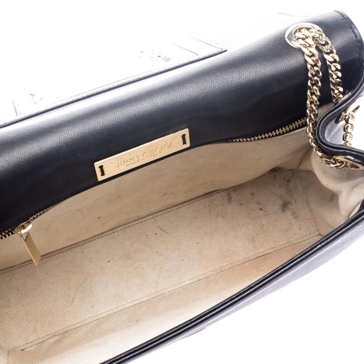 Pre Owned Jimmy Choo Black Leather and Snakeskin Trim Alba Shoulder Bag