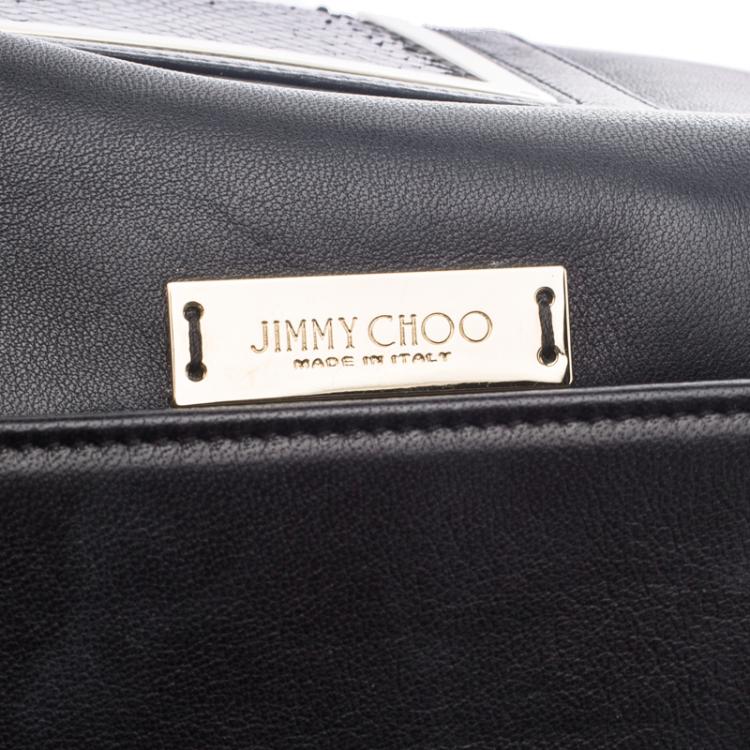 Pre Owned Jimmy Choo Black Leather and Snakeskin Trim Alba Shoulder Bag
