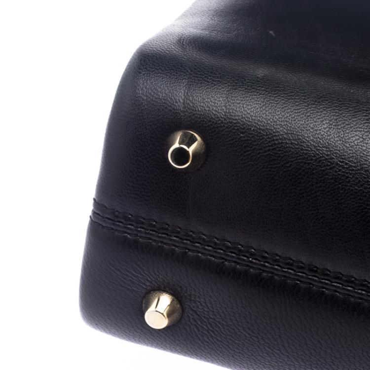 Pre Owned Jimmy Choo Black Leather and Snakeskin Trim Alba Shoulder Bag