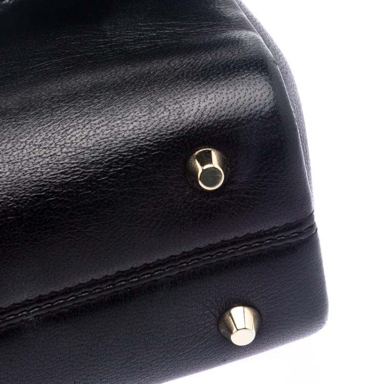 Pre Owned Jimmy Choo Black Leather and Snakeskin Trim Alba Shoulder Bag