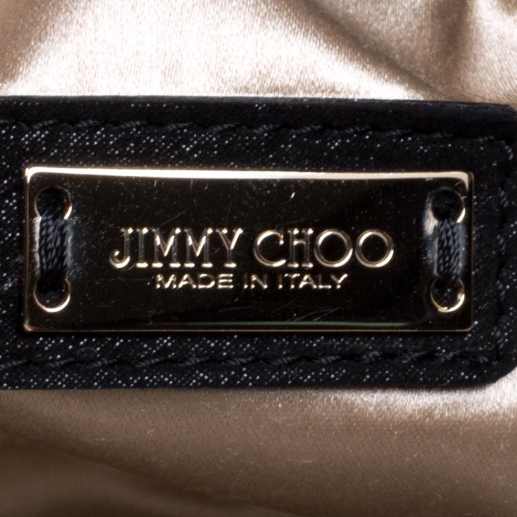 Pre Owned Jimmy Choo Black Shimmer Suede Chandra Clutch