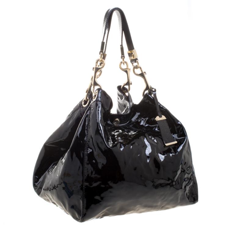 Pre Owned Jimmy Choo Black Patent Leather Lohla Jayne Tote