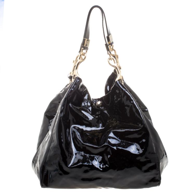Pre Owned Jimmy Choo Black Patent Leather Lohla Jayne Tote