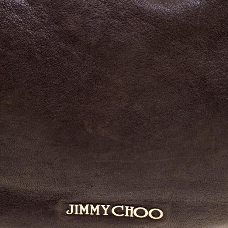 مملوكة مسبقًا Jimmy Choo Dark Beige Leather Small Solar Hobo