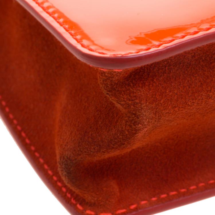 Pre Owned Jimmy Choo Neon Orange Patent Leather Rebel Crossbody Bag
