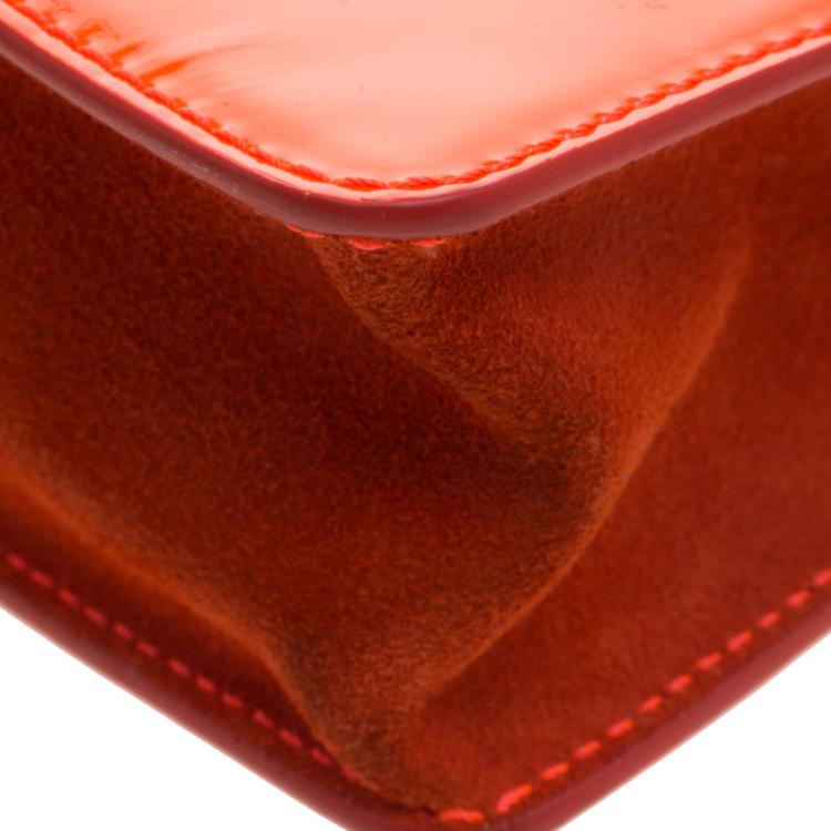 Pre Owned Jimmy Choo Neon Orange Patent Leather Rebel Crossbody Bag