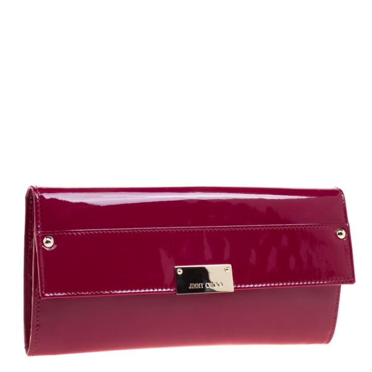 Pre Owned Jimmy Choo Burgundy Patent Leather Reese Clutch