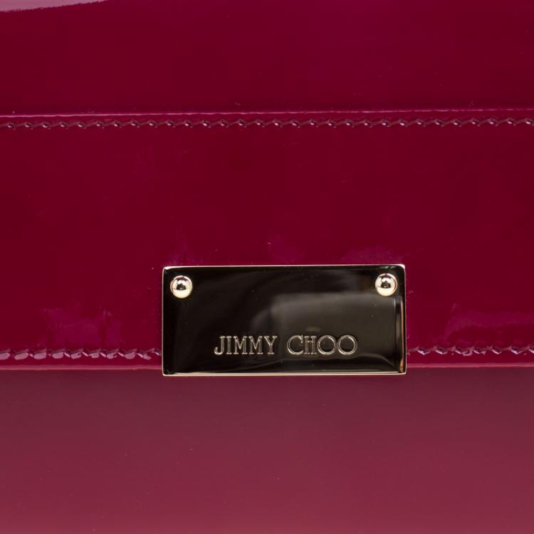 Pre Owned Jimmy Choo Burgundy Patent Leather Reese Clutch