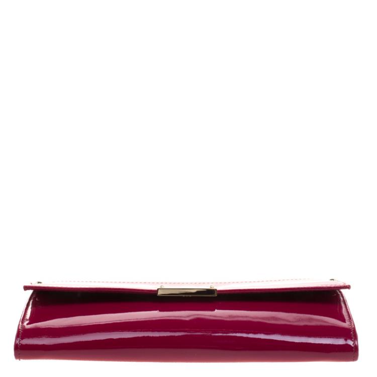 Pre Owned Jimmy Choo Burgundy Patent Leather Reese Clutch