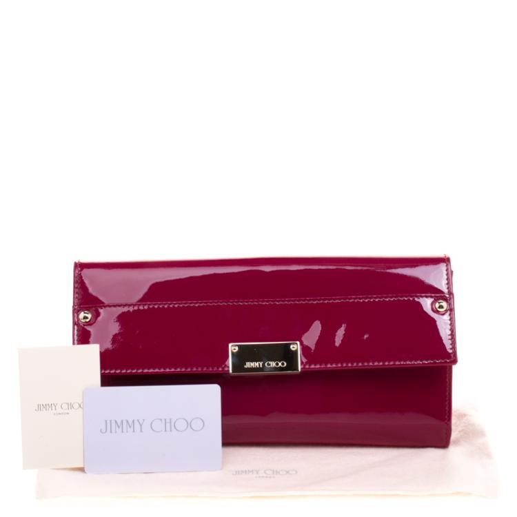 Pre Owned Jimmy Choo Burgundy Patent Leather Reese Clutch