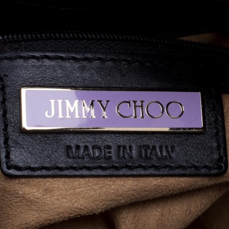 Pre Owned Jimmy Choo Black Python Embossed Leather Mini Riki Tote