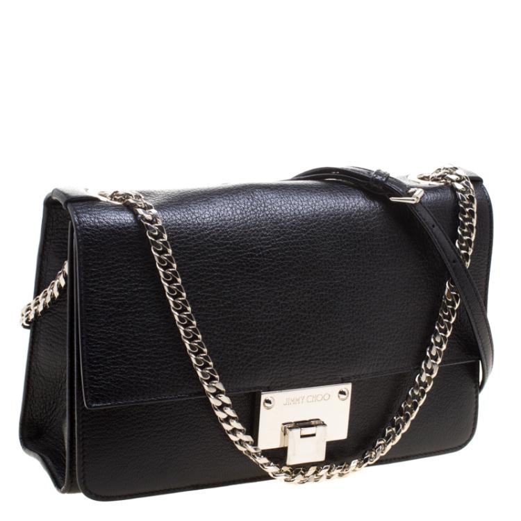 Pre Owned Jimmy Choo Black Leather Rebel Crossbody Bag