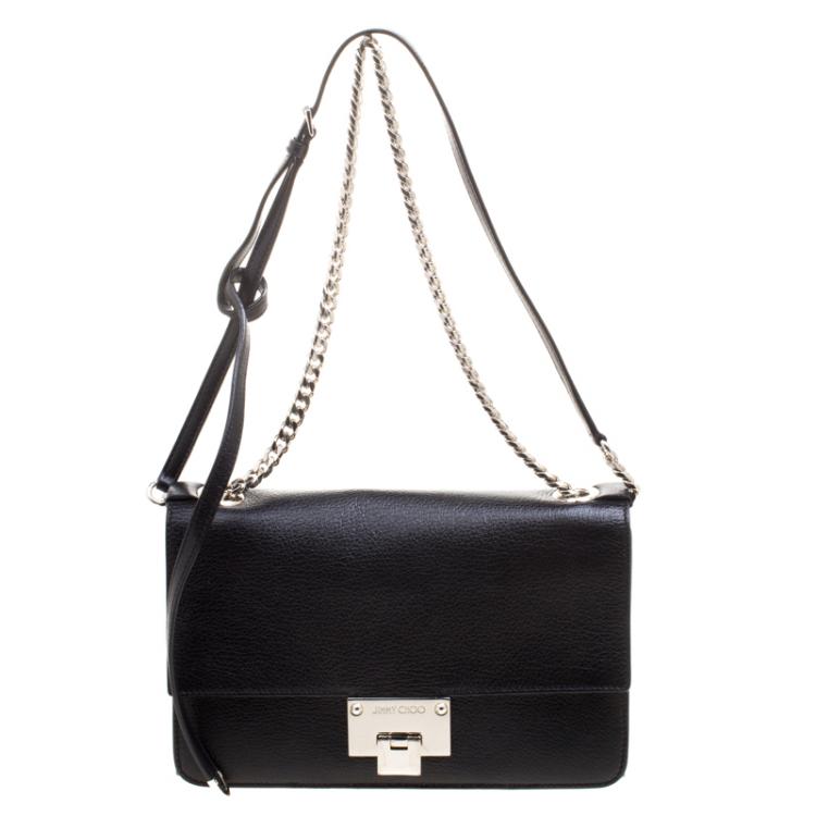 Pre Owned Jimmy Choo Black Leather Rebel Crossbody Bag