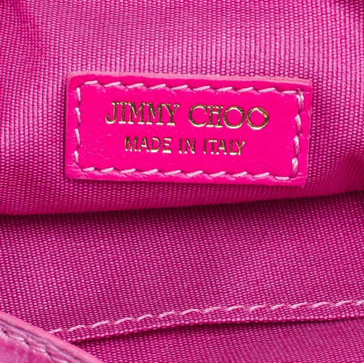 Pre Owned Jimmy Choo Pink Croc Embossed Leather Shoulder Bag