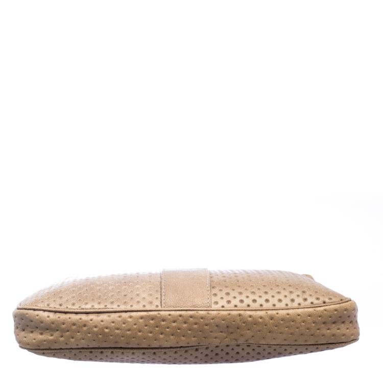 Pre Owned Jimmy Choo Brown Perforated Leather Zulu Clutch