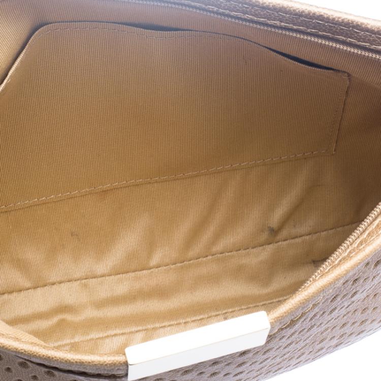 Pre Owned Jimmy Choo Brown Perforated Leather Zulu Clutch