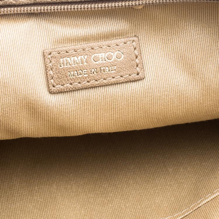Pre Owned Jimmy Choo Brown Perforated Leather Zulu Clutch