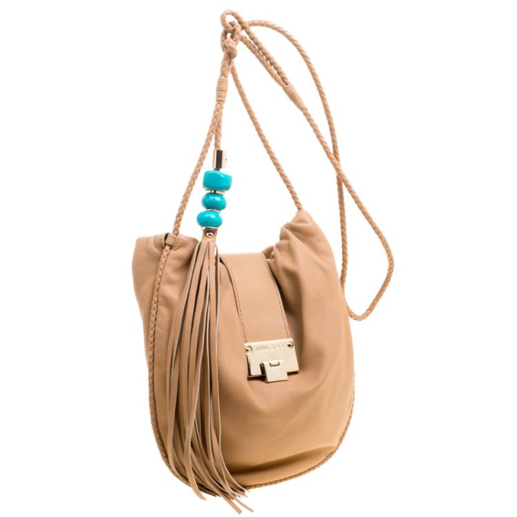 Pre Owned Jimmy Choo Brown Leather Roxana Crossbody Bag