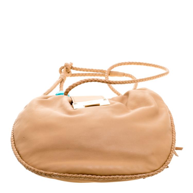 Pre Owned Jimmy Choo Brown Leather Roxana Crossbody Bag