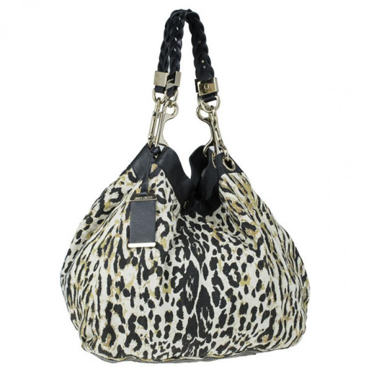 Pre Owned Jimmy Choo Leopard Print Canvas Tote