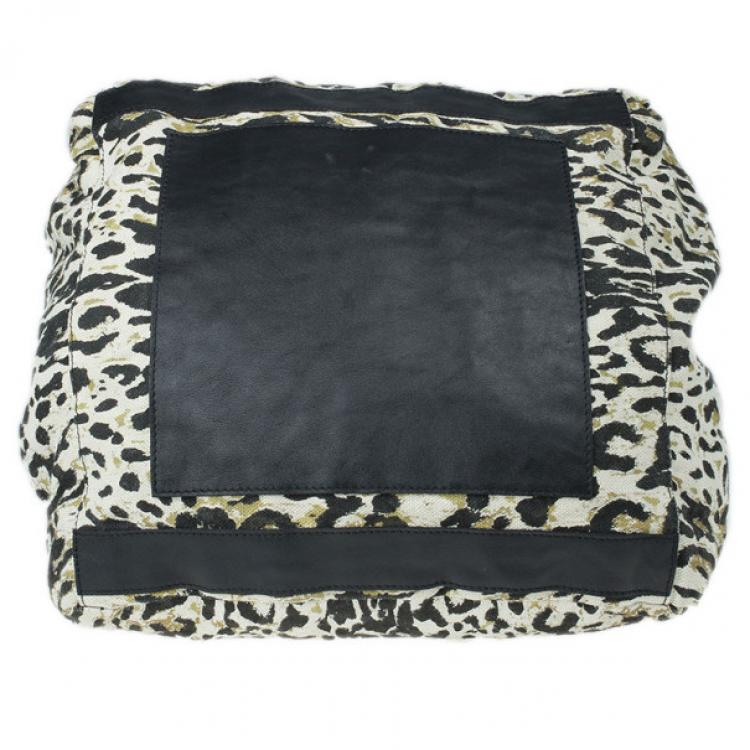 Pre Owned Jimmy Choo Leopard Print Canvas Tote