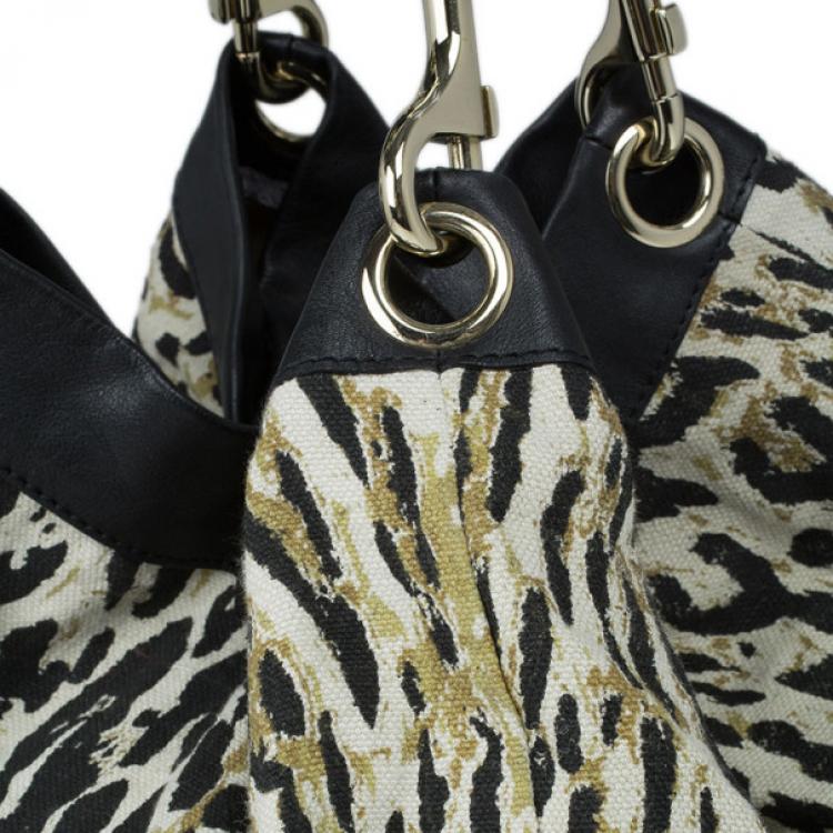 Pre Owned Jimmy Choo Leopard Print Canvas Tote