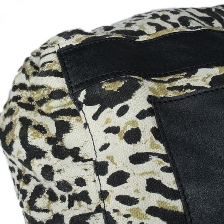 Pre Owned Jimmy Choo Leopard Print Canvas Tote