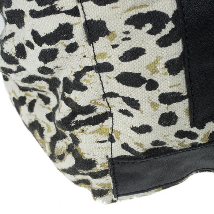 Pre Owned Jimmy Choo Leopard Print Canvas Tote