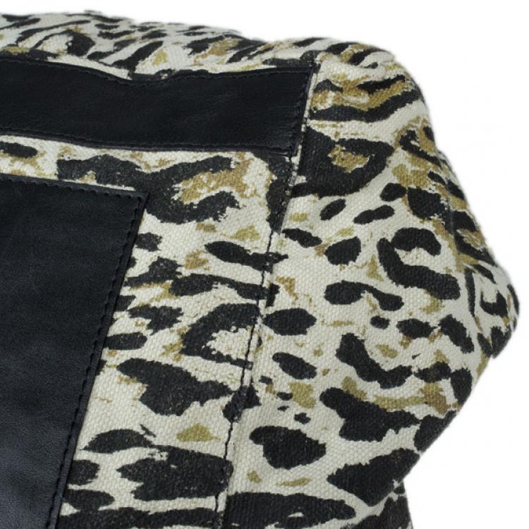 Pre Owned Jimmy Choo Leopard Print Canvas Tote