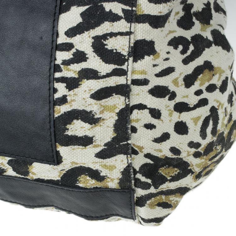 Pre Owned Jimmy Choo Leopard Print Canvas Tote